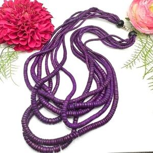 VINTAGE⚜️RETRO Purple Wooden Beaded Necklace